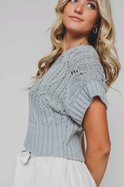 On the Bright Side Dusty Blue Knit Sweater