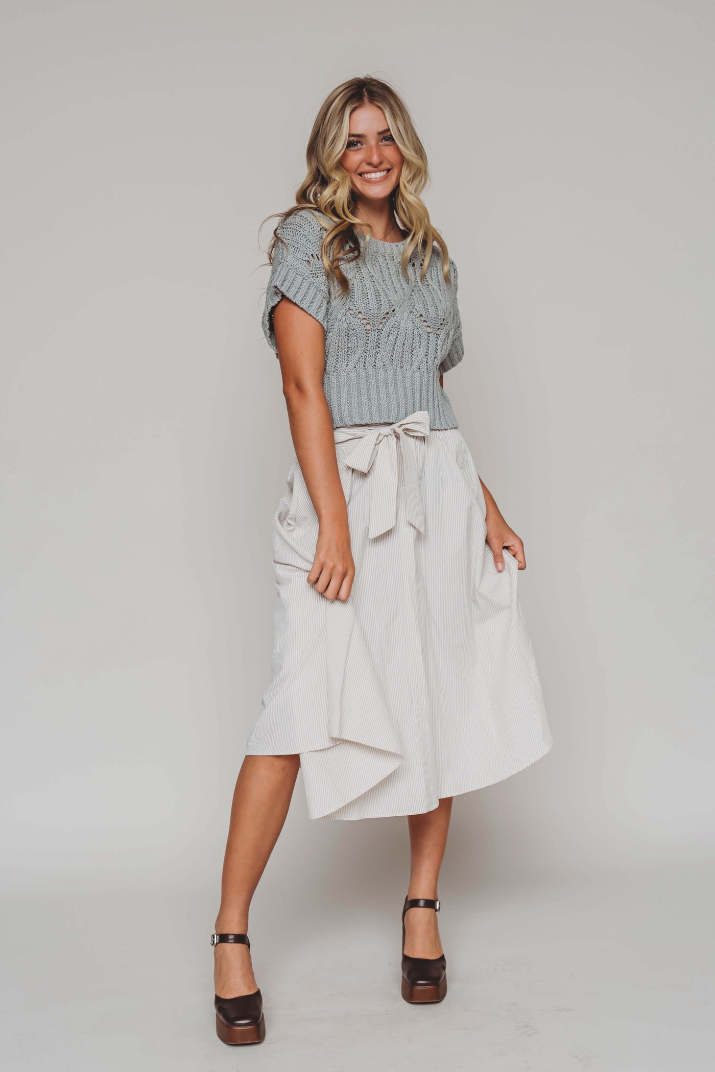 Aussie Tan Stripe Midi Skirt