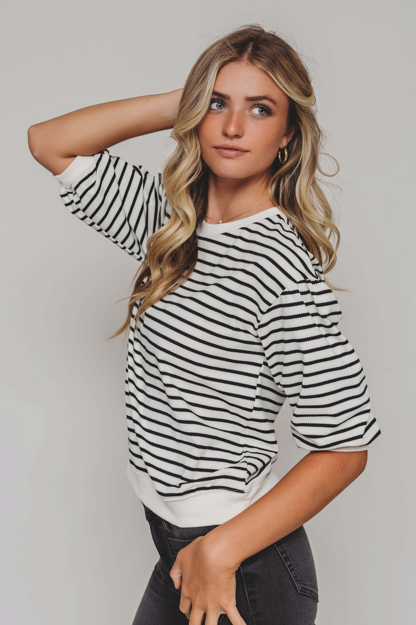Amelia Black & White Stripe Top