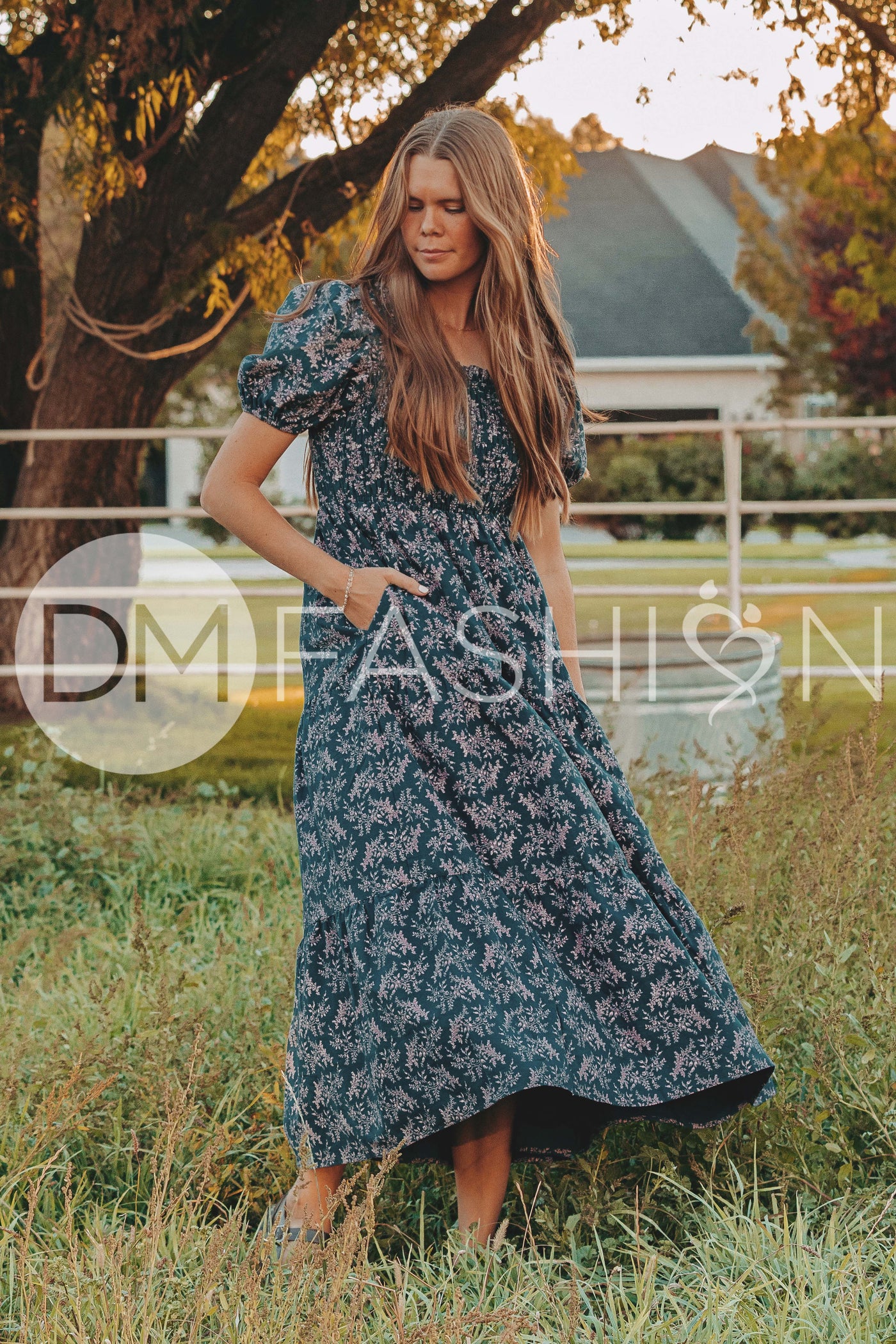 Cynthia Teal & Lilac Floral Dress - DM Exclusive - Maternity Friendly