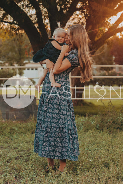 Cynthia Teal & Lilac Floral Dress - DM Exclusive - Maternity Friendly