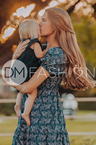 Cynthia Teal & Lilac Floral Dress - DM Exclusive - Maternity Friendly