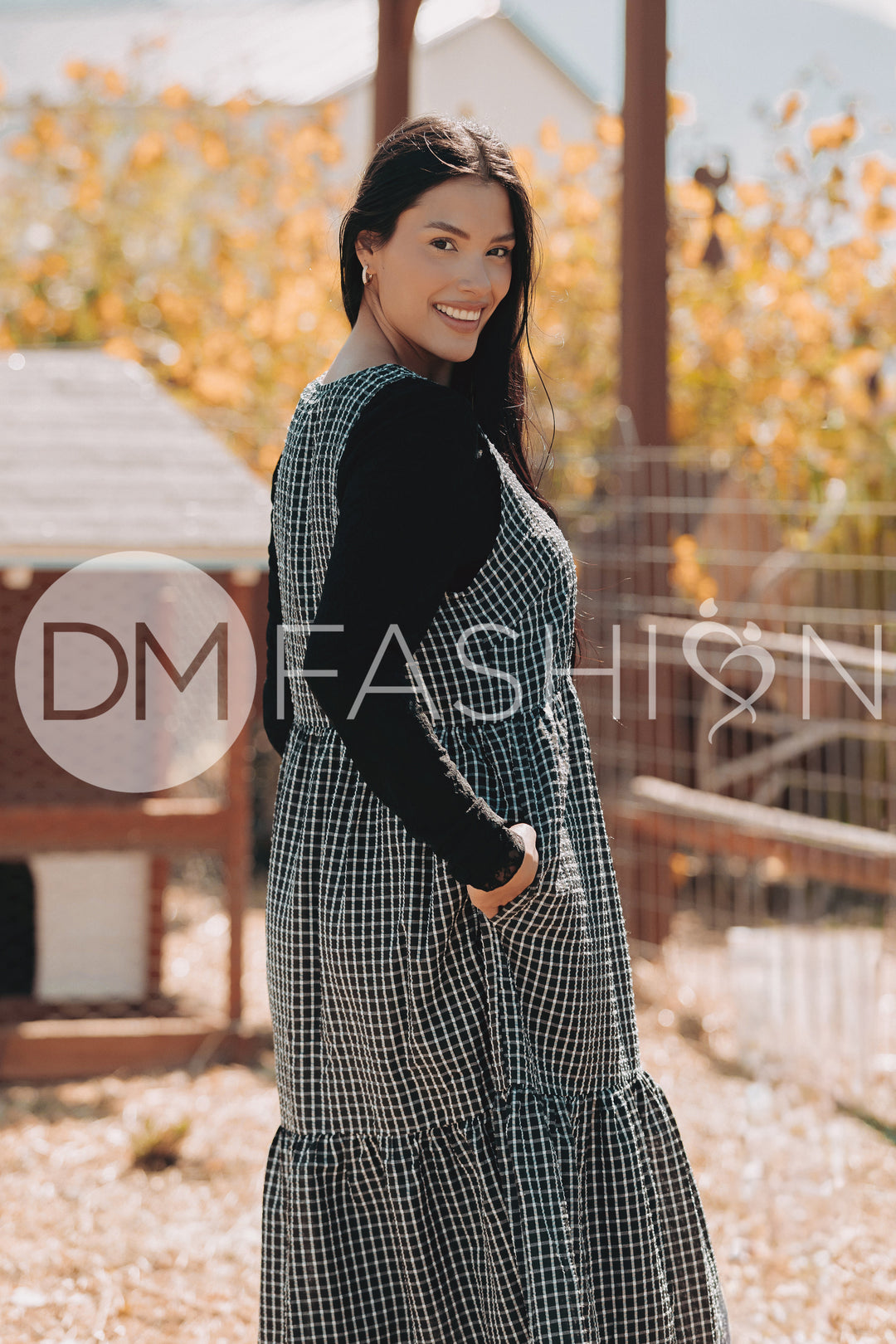 white christmas dresses Girls' Black Gingham Dress main image 0