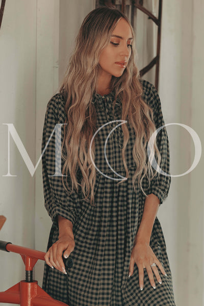 Alexa Olive Gingham Dress - MCO - Maternity Friendly