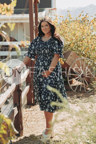 Clara Navy Meadow Dress - DM Exclusive - Maternity Friendly - Nursing Friendly
