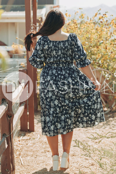 Clara Navy Meadow Dress - DM Exclusive - Maternity Friendly - Nursing Friendly