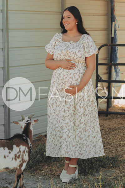 Clementine Bordeaux Arbor Floral Dress - DM Exclusive - Maternity Friendly - Nursing Friendly