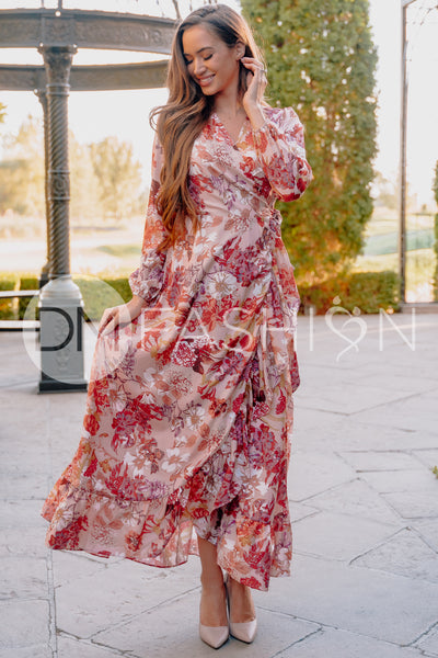 Melanee Red Floral Wrap Dress- DM Exclusive - Nursing Friendly - Maternity Friendly