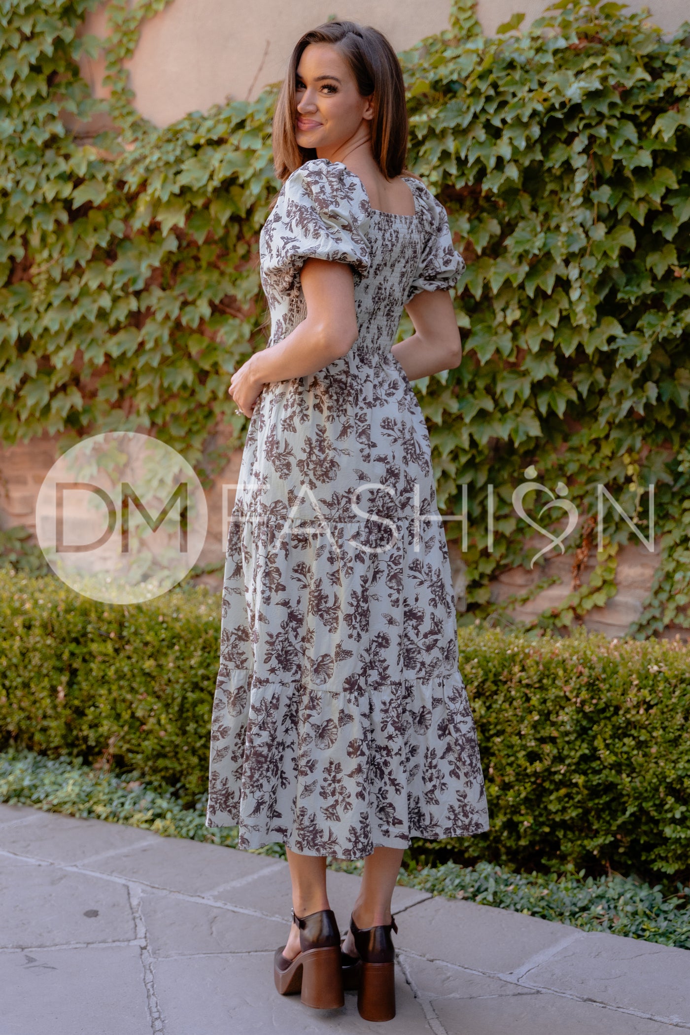 Cassidy Mineral Blue Floral Dress - DM Exclusive - Maternity Friendly