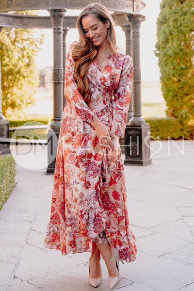 Melanee Red Floral Wrap Dress- DM Exclusive - Nursing Friendly - Maternity Friendly