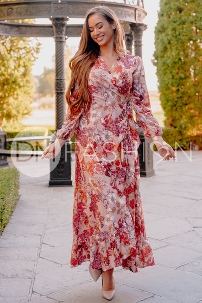 Melanee Red Floral Wrap Dress- DM Exclusive - Nursing Friendly - Maternity Friendly