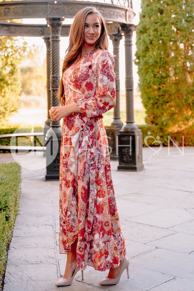 Melanee Red Floral Wrap Dress- DM Exclusive - Nursing Friendly - Maternity Friendly