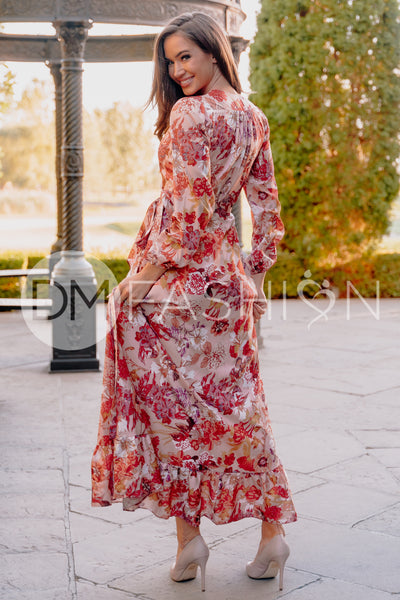 Melanee Red Floral Wrap Dress- DM Exclusive - Nursing Friendly - Maternity Friendly