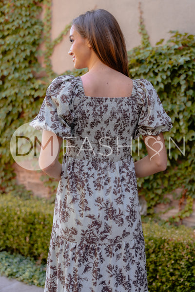 Cassidy Mineral Blue Floral Dress - DM Exclusive - Maternity Friendly