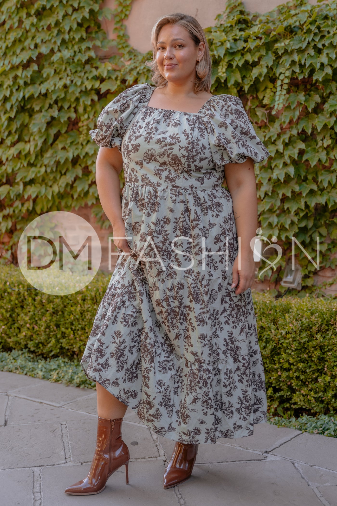 Cassidy Mineral Blue Floral Dress - DM Exclusive - Maternity Friendly