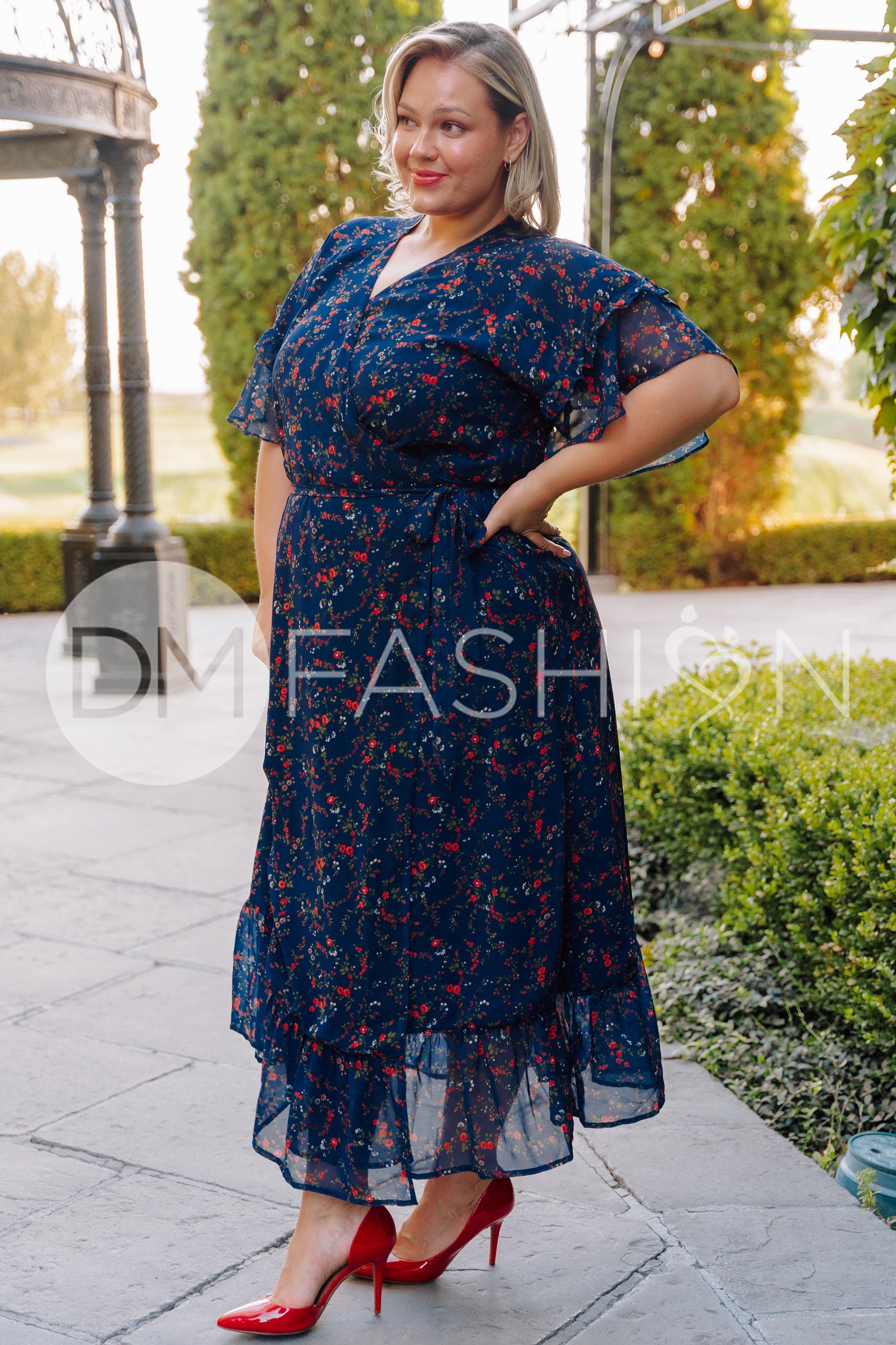 Halie Navy Floral Wrap Dress - DM Exclusive - Maternity Friendly