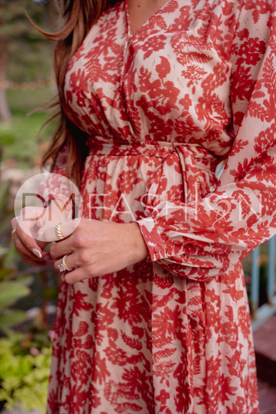 Chanel Autumn Floral Gold Stripe Maxi - DM Exclusive- Nursing Friendly- Maternity Friendly- Restocked