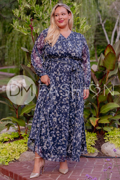 Chanel Winter Floral Gold Stripe Maxi - DM Exclusive - Nursing Friendly - Maternity Friendly - Restocking