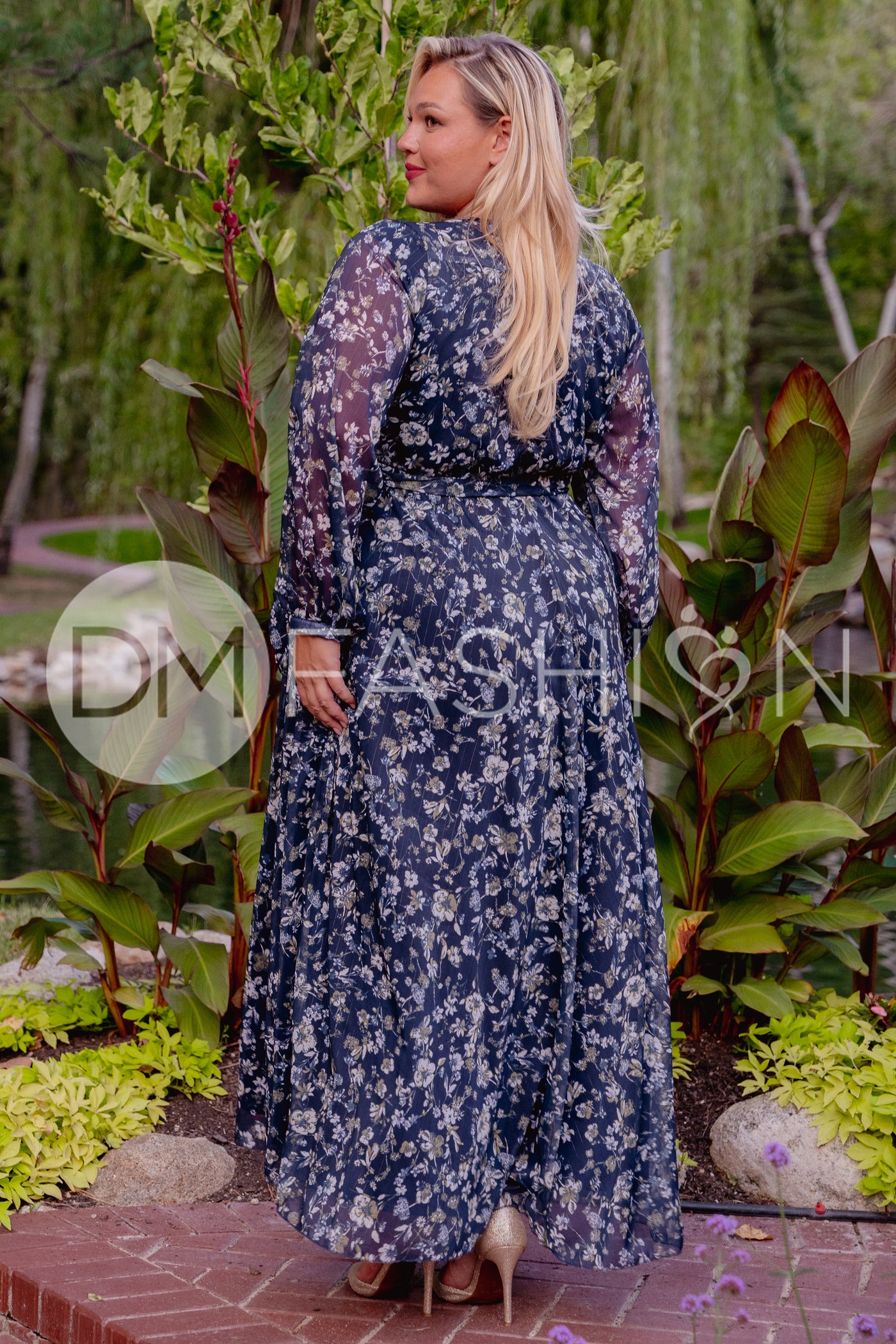 Chanel Winter Floral Gold Stripe Maxi - DM Exclusive - Nursing Friendly - Maternity Friendly - Restocking