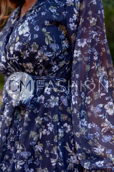 Chanel Winter Floral Gold Stripe Maxi - DM Exclusive - Nursing Friendly - Maternity Friendly - Restocking