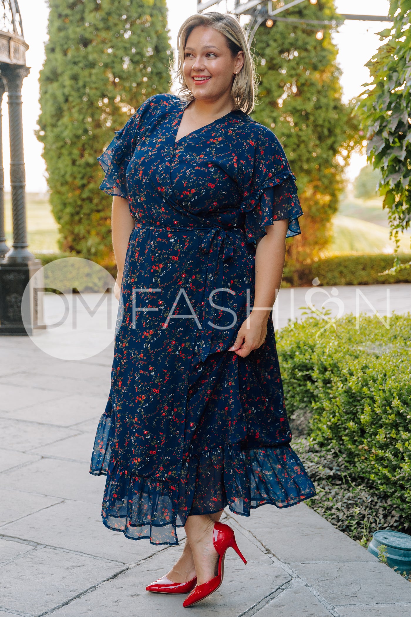 Halie Navy Floral Wrap Dress - DM Exclusive - Maternity Friendly