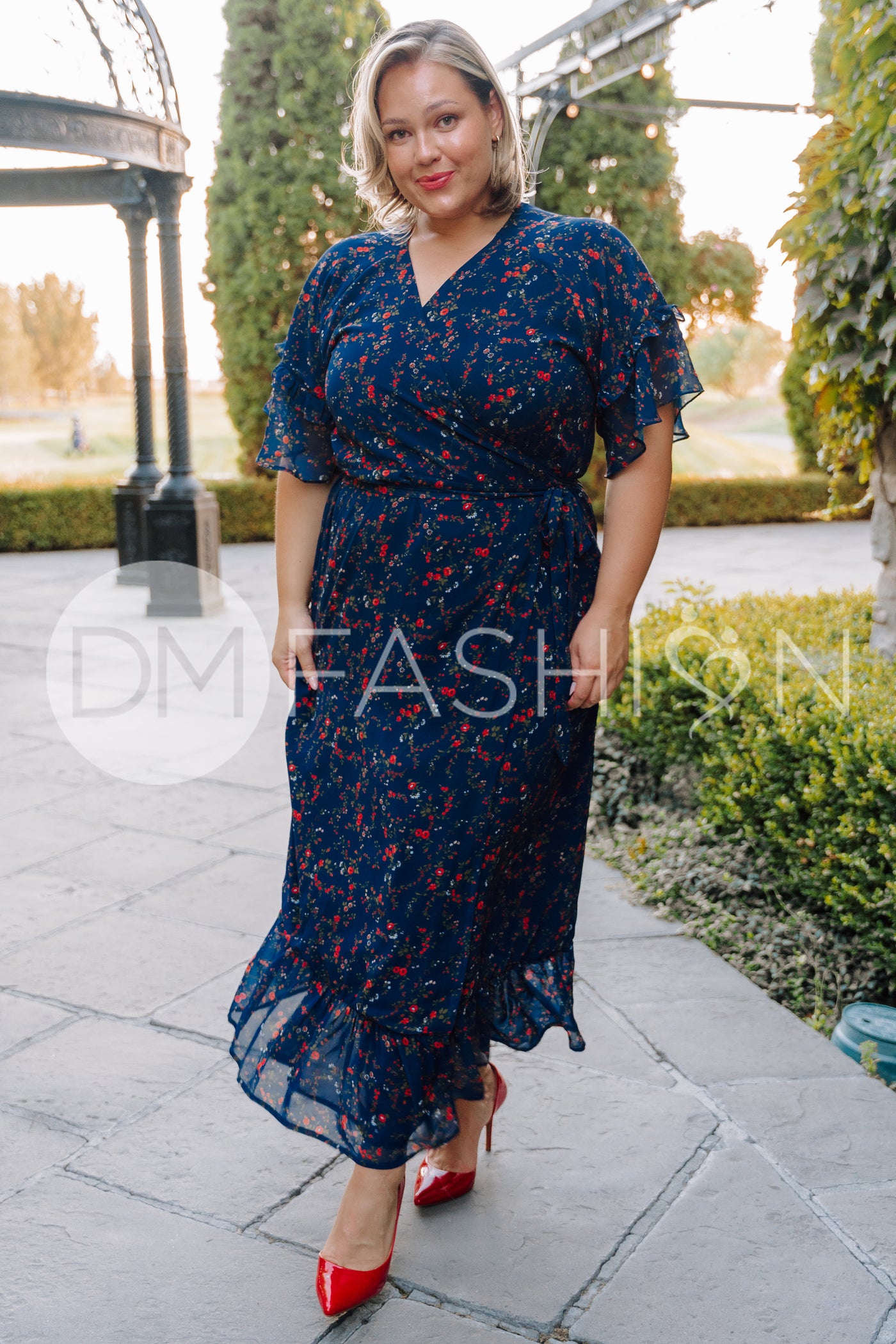 Halie Navy Floral Wrap Dress - DM Exclusive - Maternity Friendly