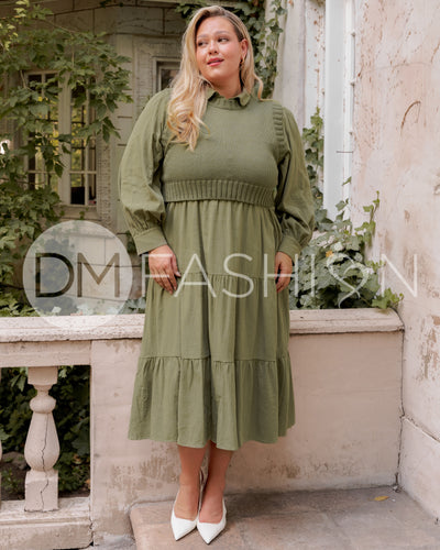 Angelica Olive Green Sweater Dress - DM Exclusive - Nursing Friendly - Restocked