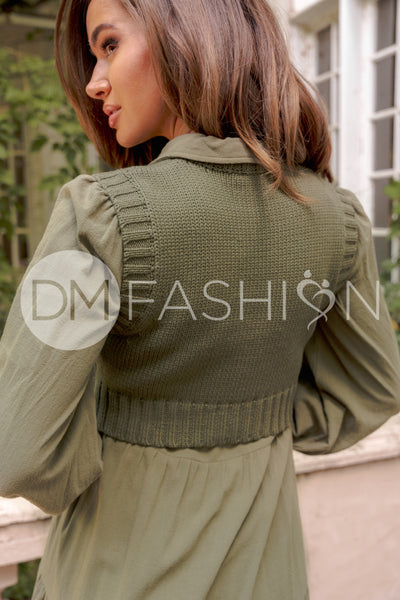 Angelica Olive Green Sweater Dress - DM Exclusive - Nursing Friendly - Restocked