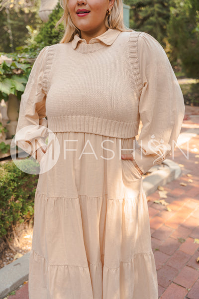 Angelica Almond Sweater Dress - DM Exclusive - Nursing Friendly - Restocked