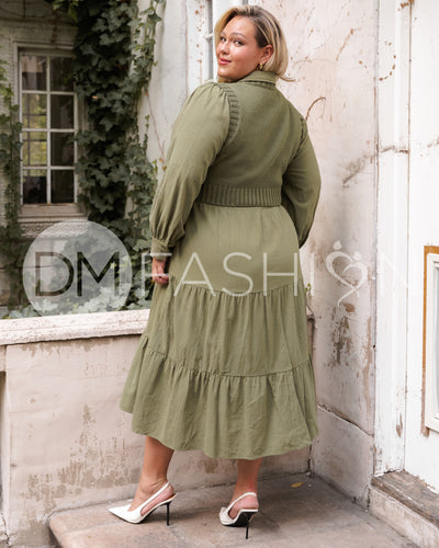 Angelica Olive Green Sweater Dress - DM Exclusive - Nursing Friendly - Restocked