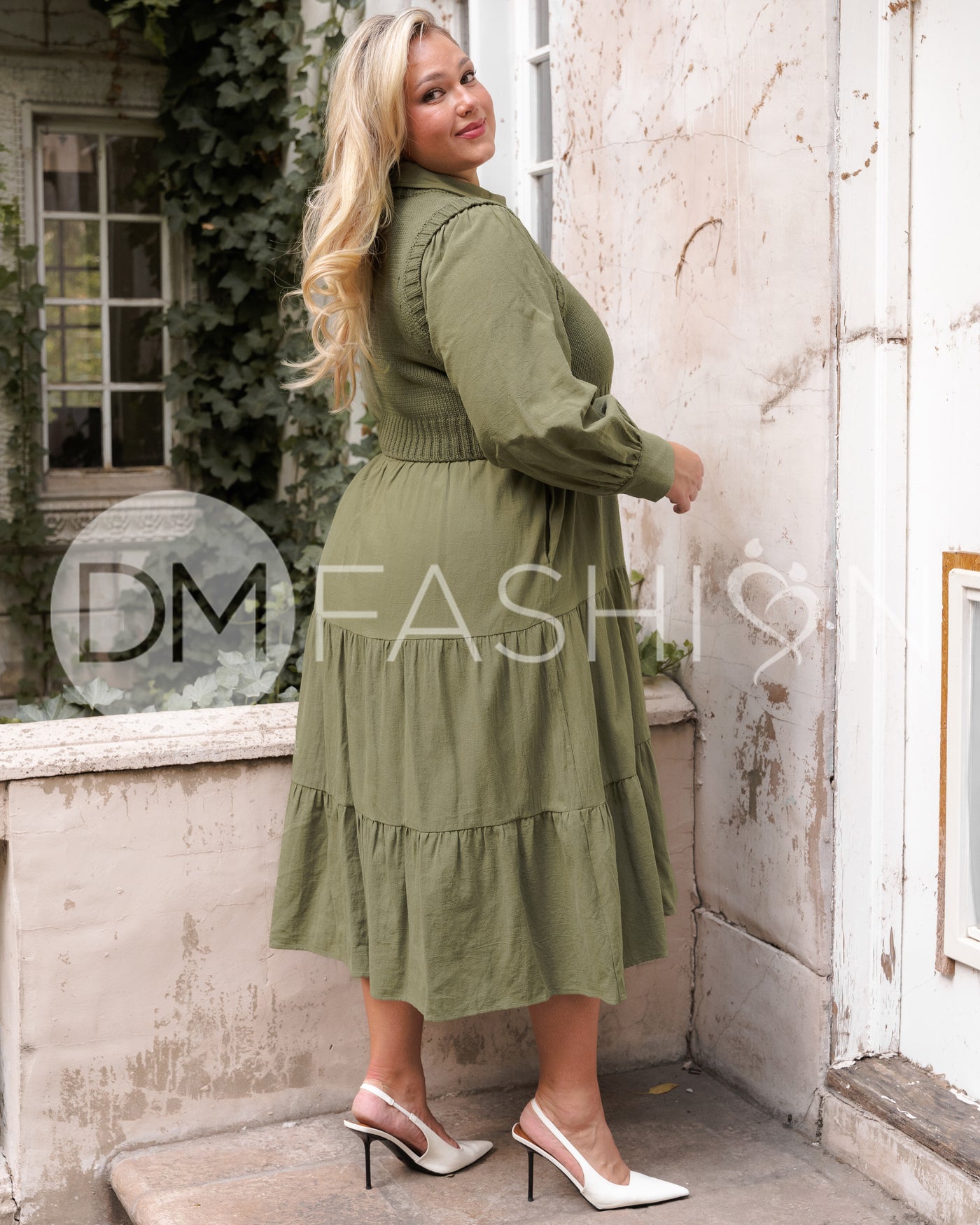 Dm Dress Code Angelica Olive Green Sweater Dress - DM Exclusive - Restocked – DM Fashion
