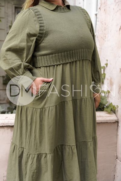 Angelica Olive Green Sweater Dress - DM Exclusive - Nursing Friendly - Restocked