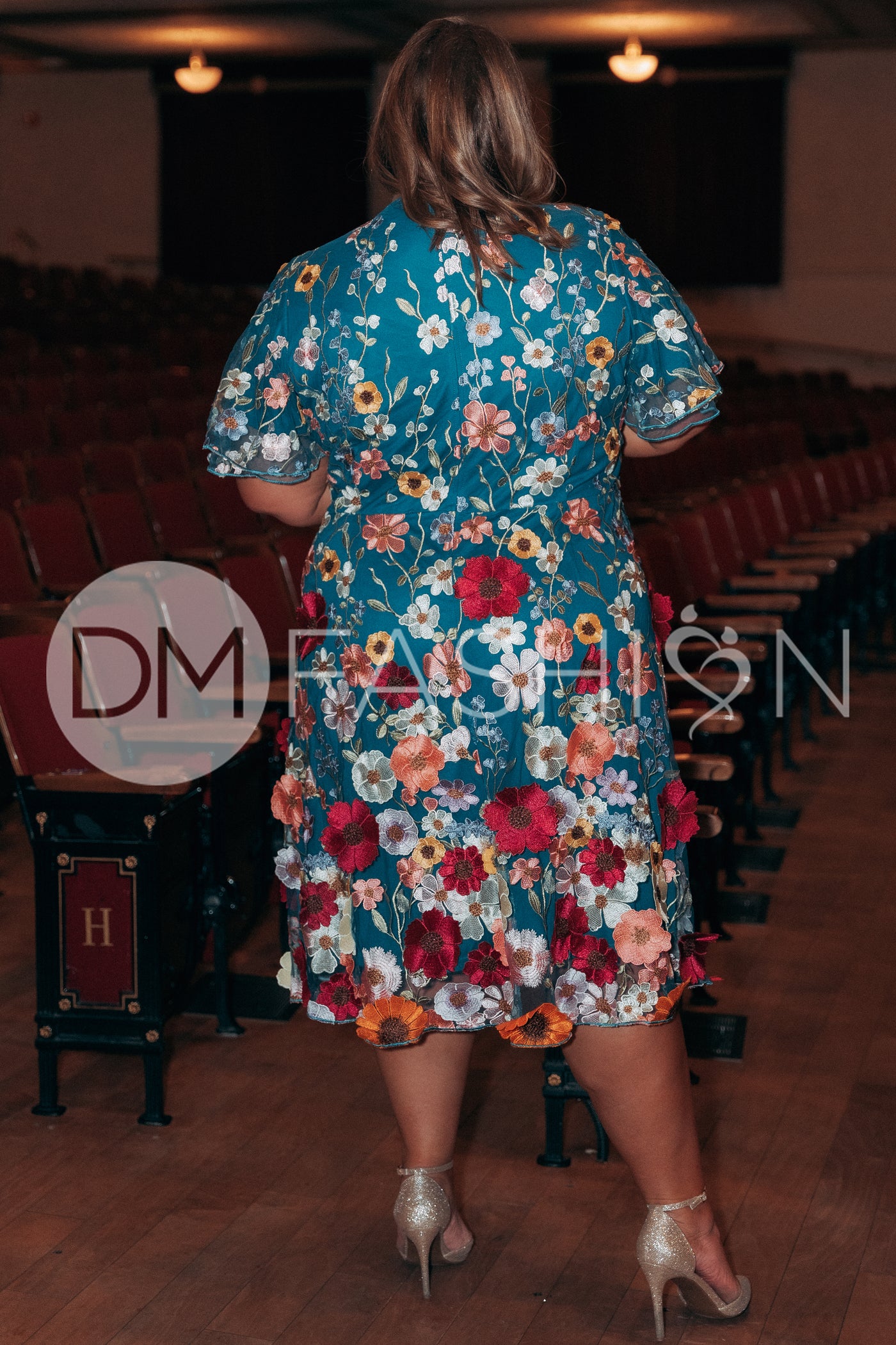 Lillian Duchess Teal Floral Dress - DM Exclusive