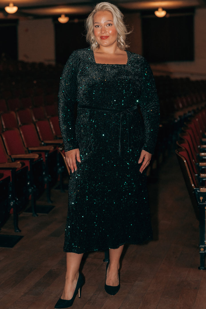 Catherine Black Emerald Sequin Dress - DM Exclusive