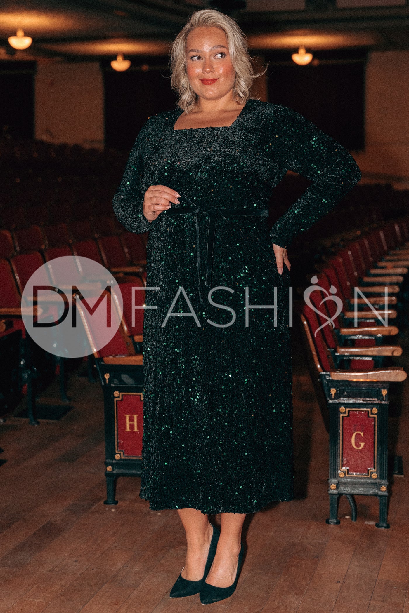 Catherine Black Emerald Sequin Dress - DM Exclusive - Maternity Friendly