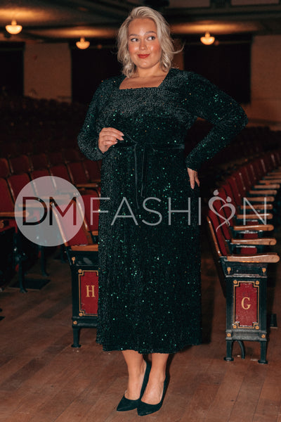 Catherine Black Emerald Sequin Dress - DM Exclusive - Maternity Friendly