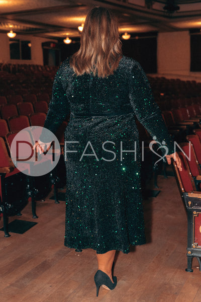 Catherine Black Emerald Sequin Dress - DM Exclusive - Maternity Friendly