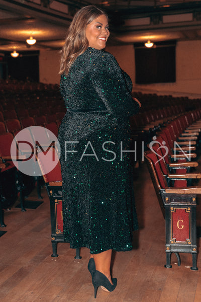 Catherine Black Emerald Sequin Dress - DM Exclusive - Maternity Friendly