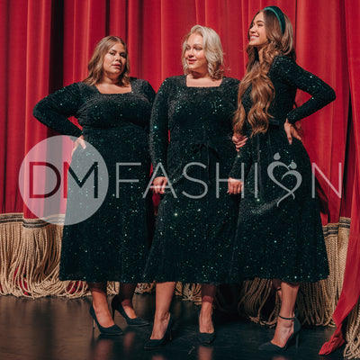 Catherine Black Emerald Sequin Dress - DM Exclusive - Maternity Friendly