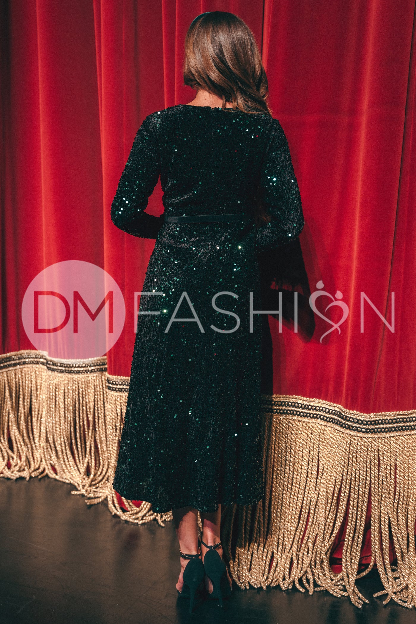 Catherine Black Emerald Sequin Dress - DM Exclusive - Maternity Friendly