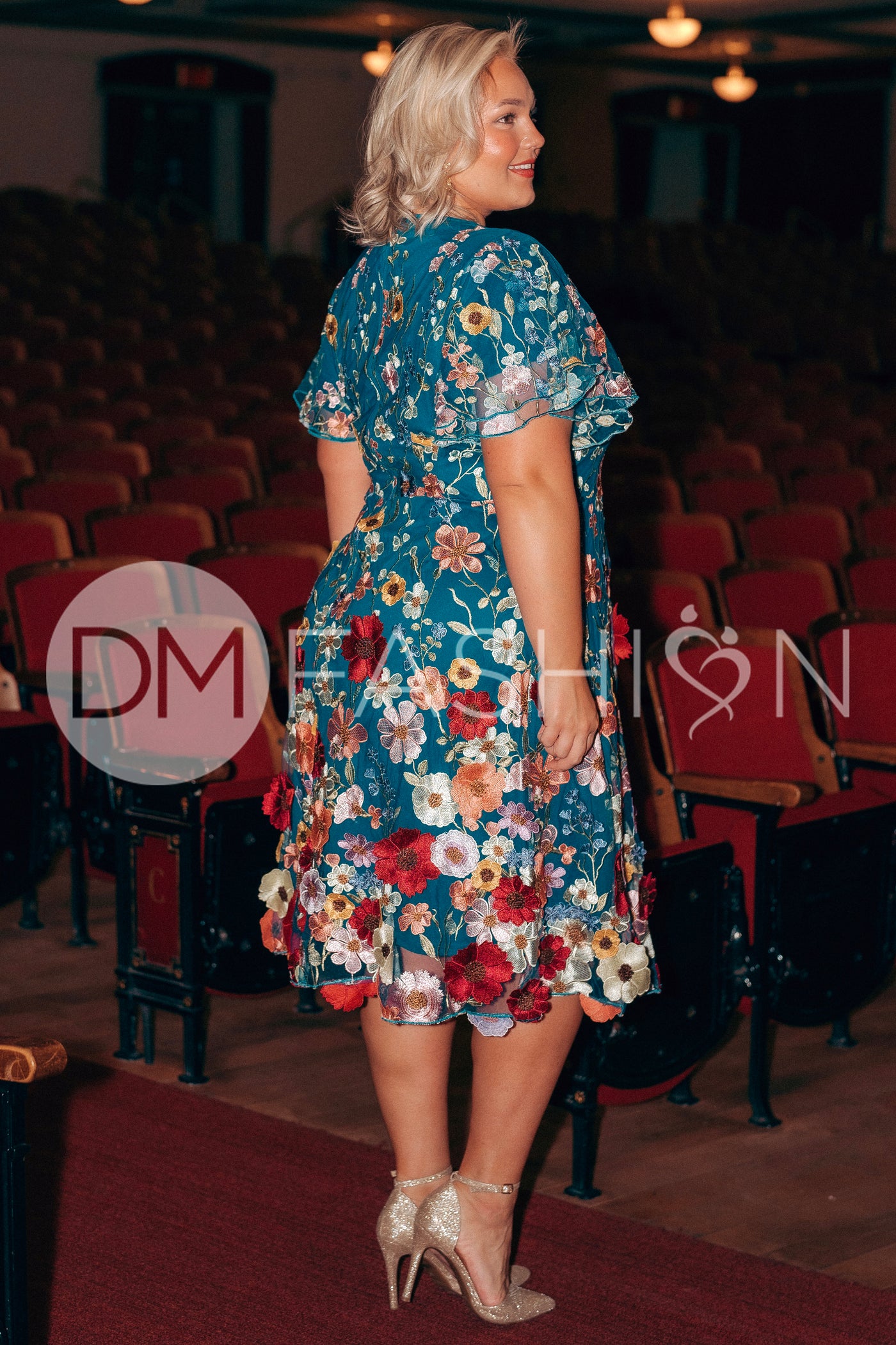 Lillian Duchess Teal Floral Dress - DM Exclusive