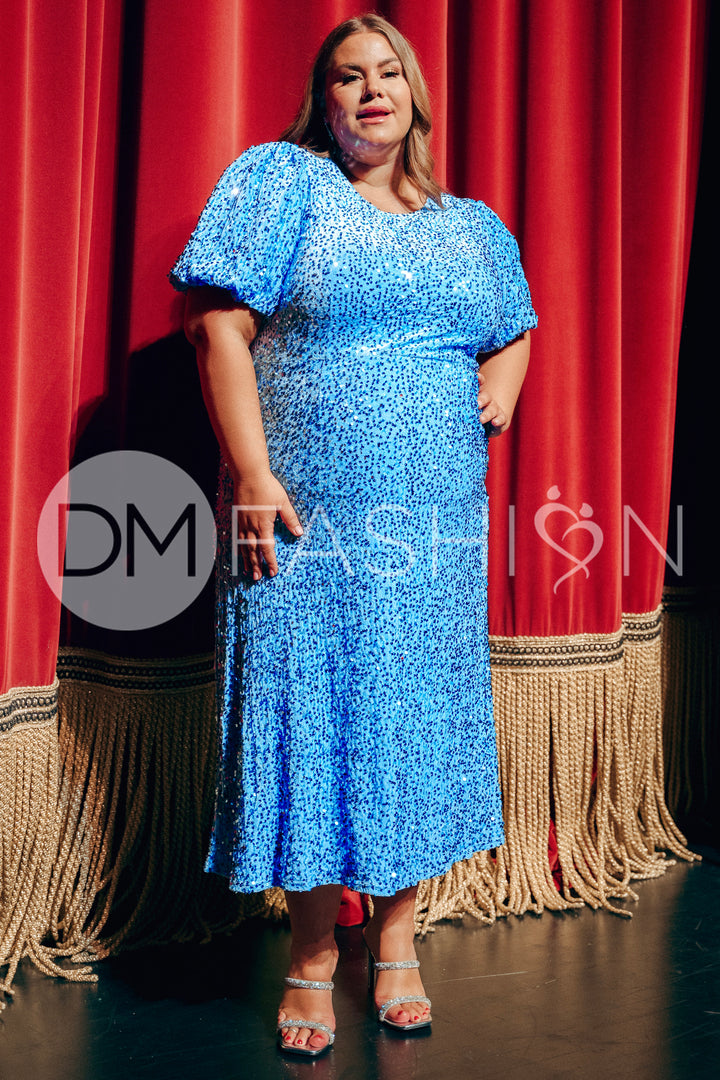 green emerald velvet dress Cassidy Mineral Blue Floral Dress - DM Exclusive main image 1