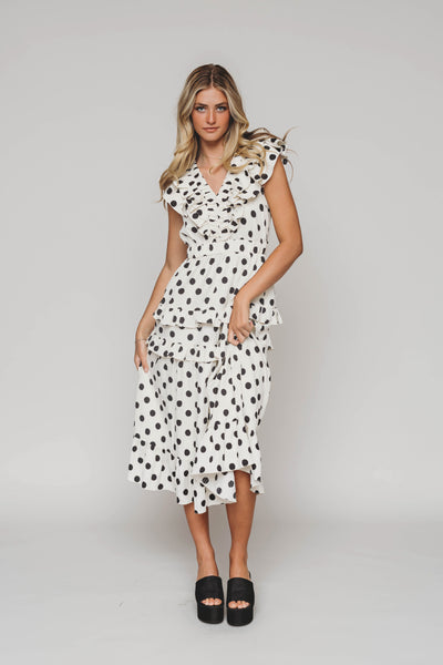 Alesha Black and Cream Polka Dot Dress