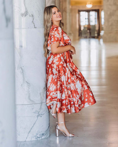 Magnolia Rust Floral Dress - DM Exclusive - Nursing Friendly - FINAL SALE