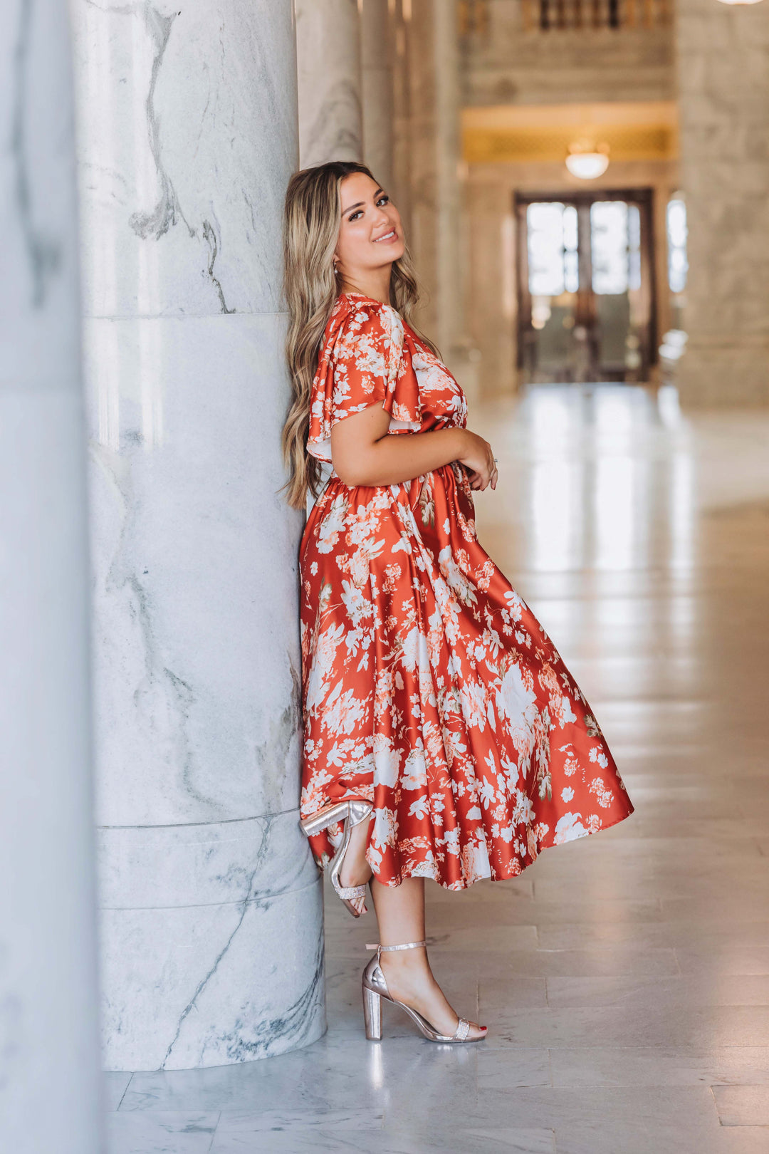 Magnolia Rust Floral Dress - DM Exclusive - Nursing Friendly