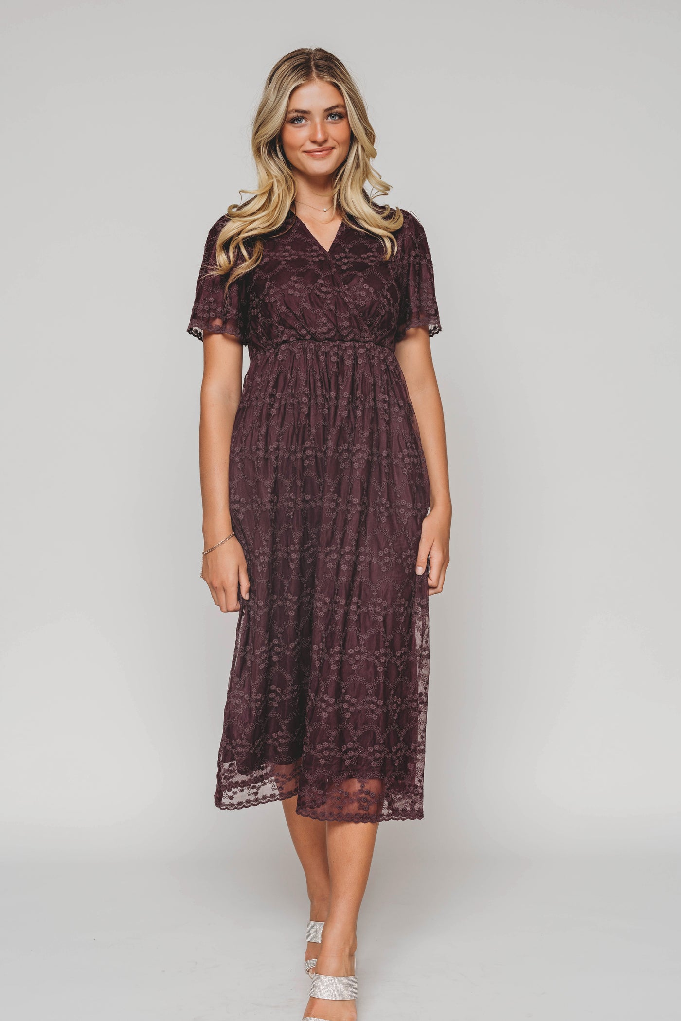Ella Embroidered Plum Dress