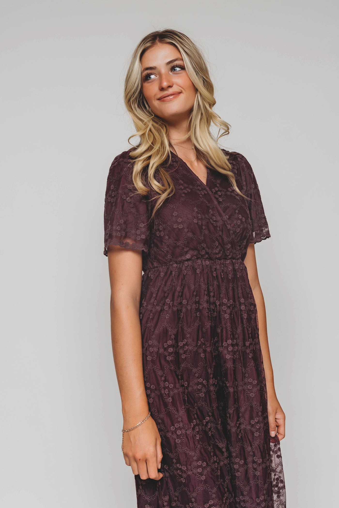 Ella Embroidered Plum Dress