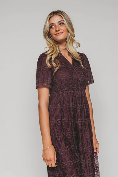 Ella Embroidered Plum Dress