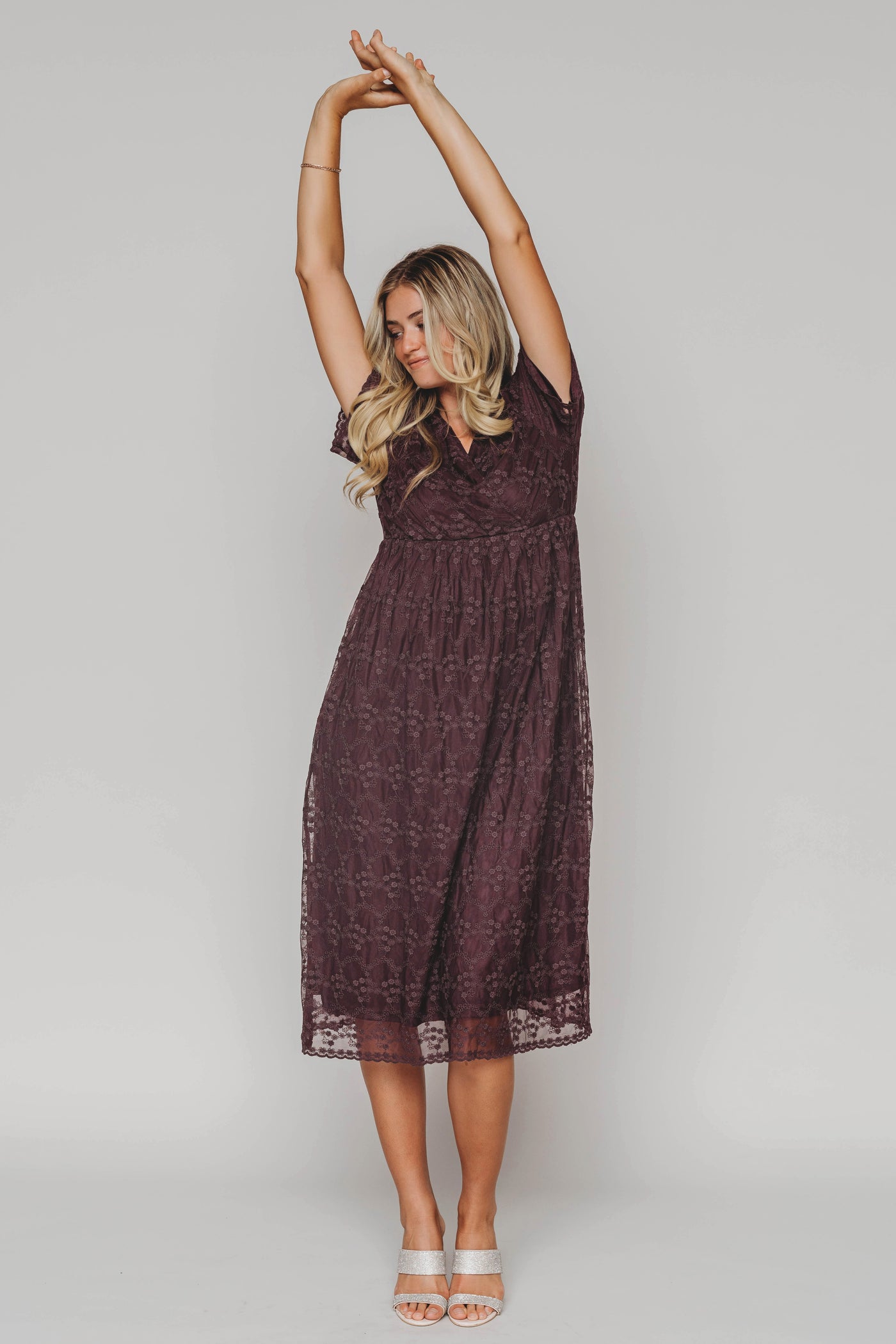 Ella Embroidered Plum Dress
