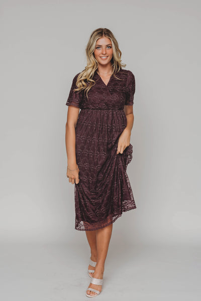 Ella Embroidered Plum Dress